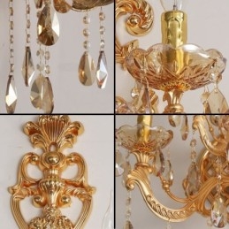 Luxus Crystal Sconce európai fali lámpa, cink ötvözet öt könnyű folyosó