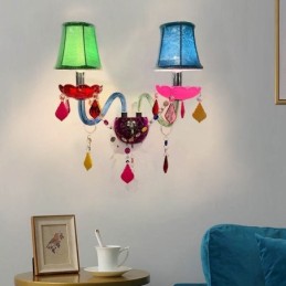 Színes Crystal Sconce európai két fényű fali lámpa folyosó