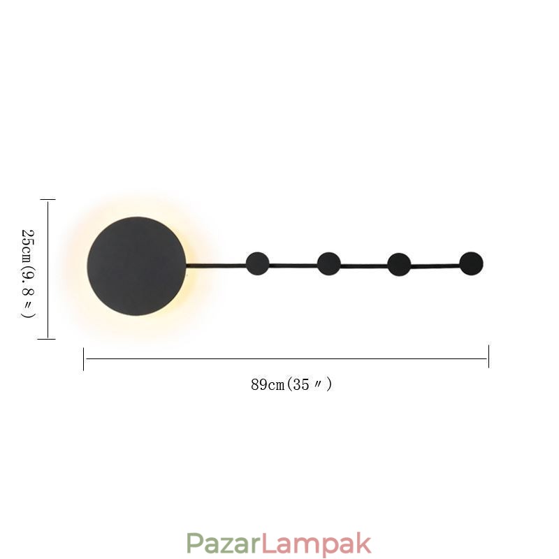 Modern fali lámpa, körkörös fali lámpa, fekete kampós lámpás éjjeli világítás