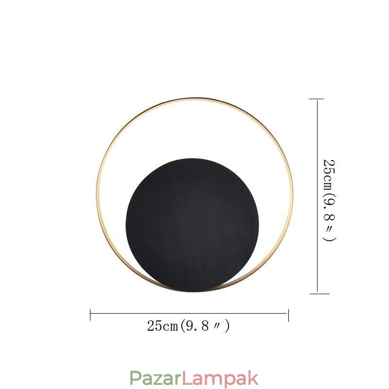 Modern stílusú fali lámpa, fekete kör alakú falikar Kreatív lámpa éjjeli világítás