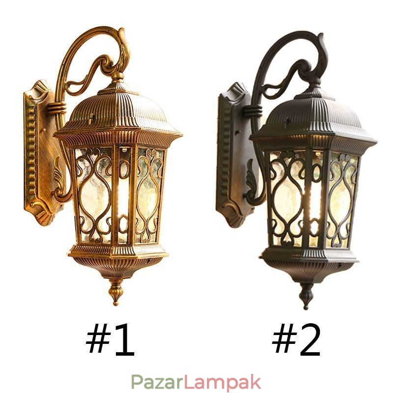 Európai Retro kültéri falikar vízálló faragott fali lámpa