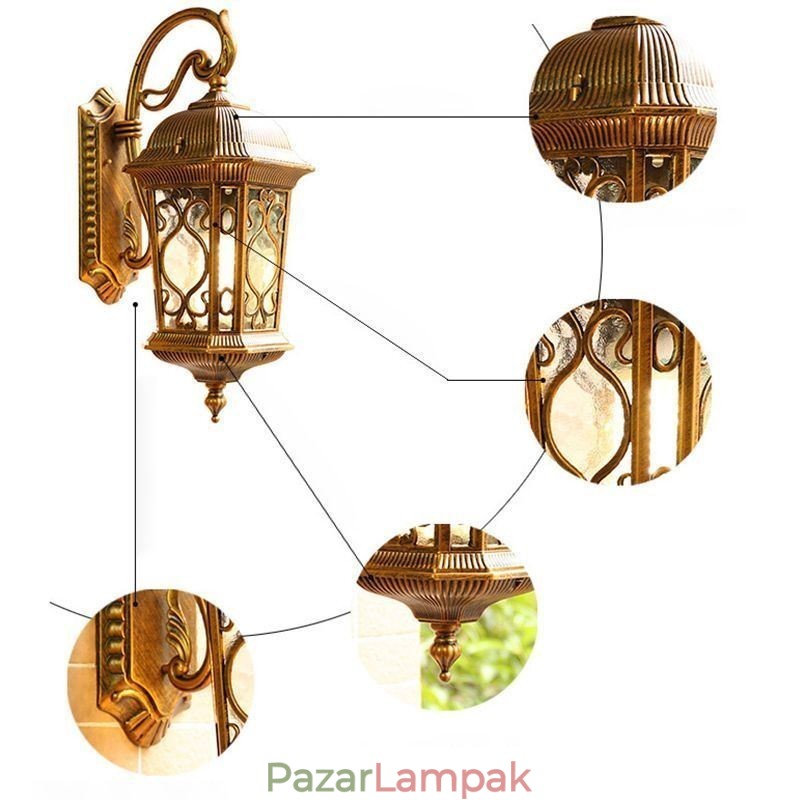 Európai Retro kültéri falikar vízálló faragott fali lámpa