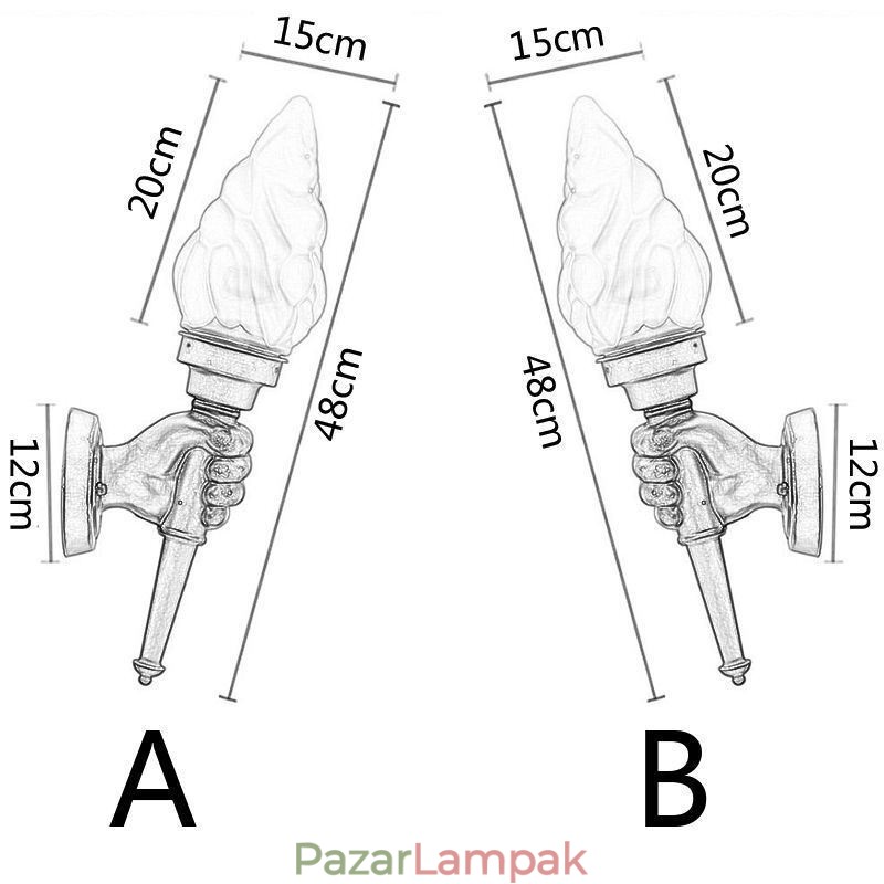 Európai Retro kültéri fali lámpa, vízálló zseblámpa alakú falikar