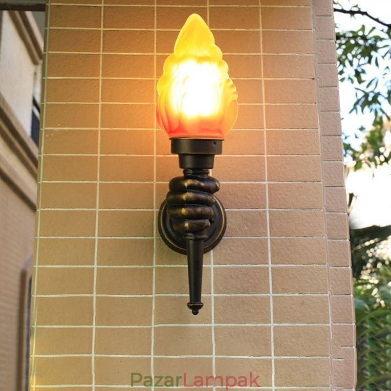 Európai Retro kültéri fali lámpa, vízálló zseblámpa alakú falikar