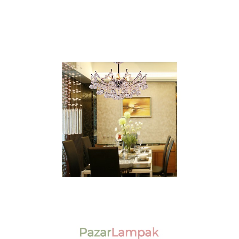 Luxus kristálycsillár 6 fényű függőcsillárral