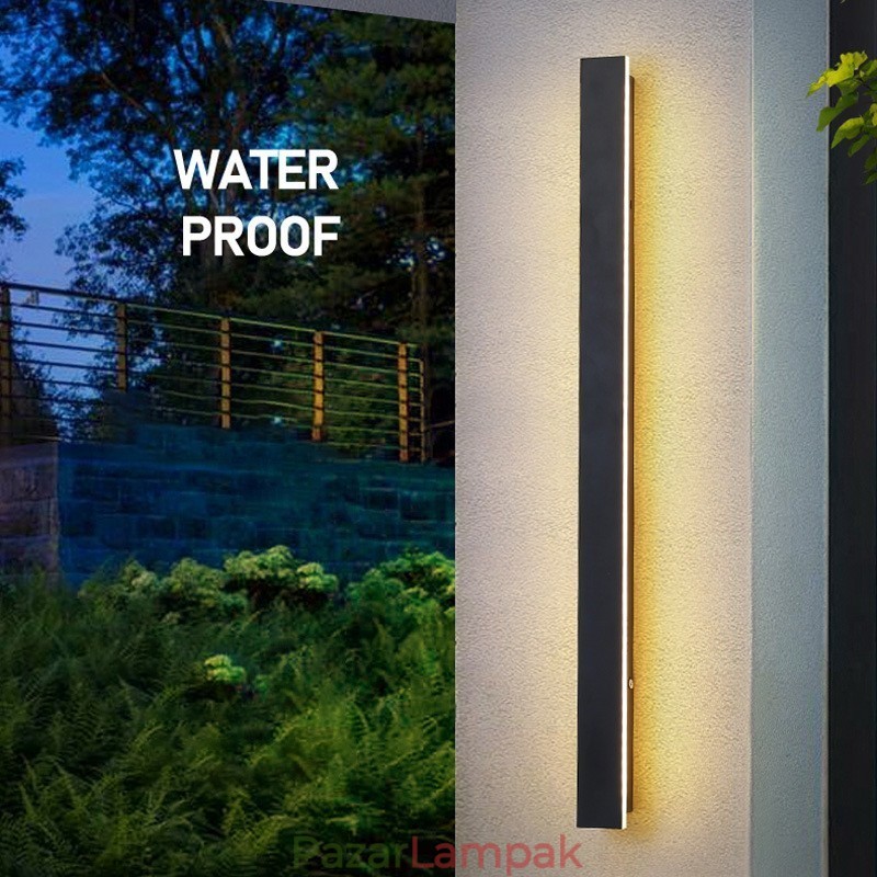 Kültéri hosszú, modern kortárs falilámpa fali lámpa IP 44 tornácos teraszkerthez