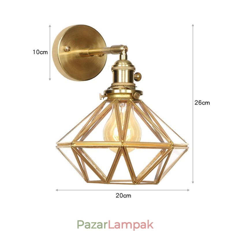 Modern fali lámpa üvegernyővel