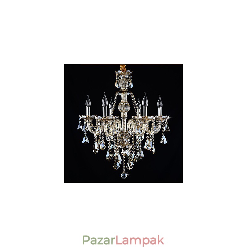 Csillár konyak színű Crystal Modern 6 Lights kortárs üveg