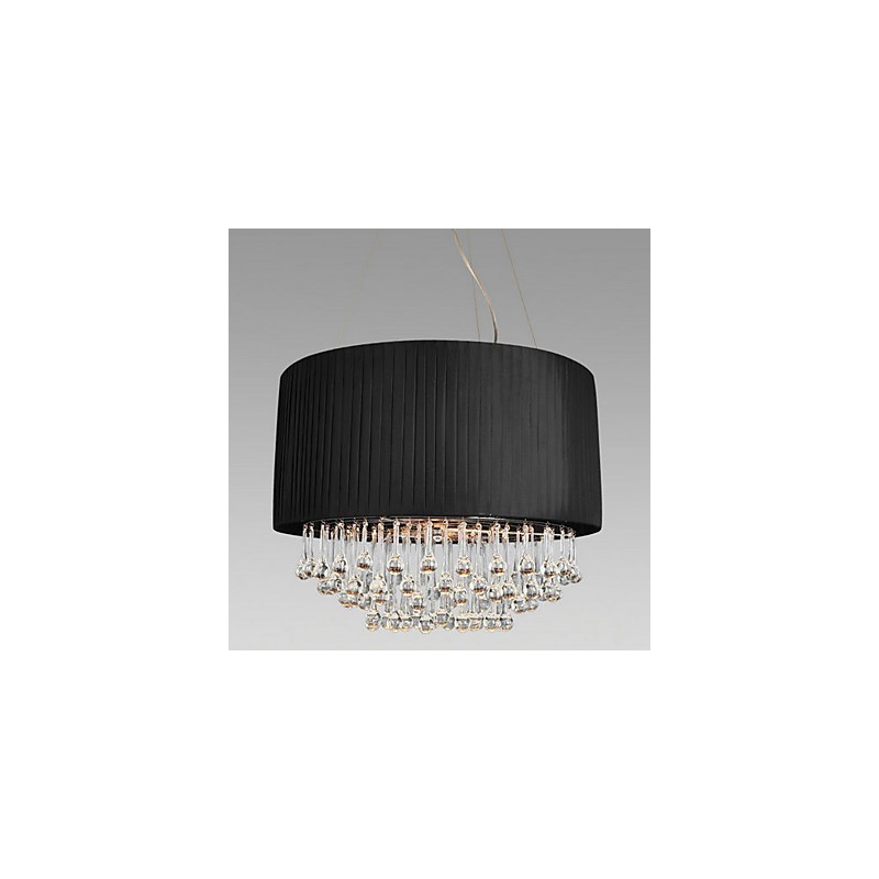 Kristály mennyezeti lámpa 5 lámpával fekete szövet árnyalatban