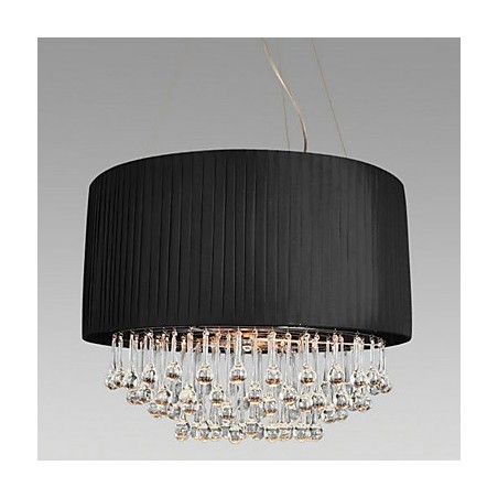 Kristály mennyezeti lámpa 5 lámpával fekete szövet árnyalatban
