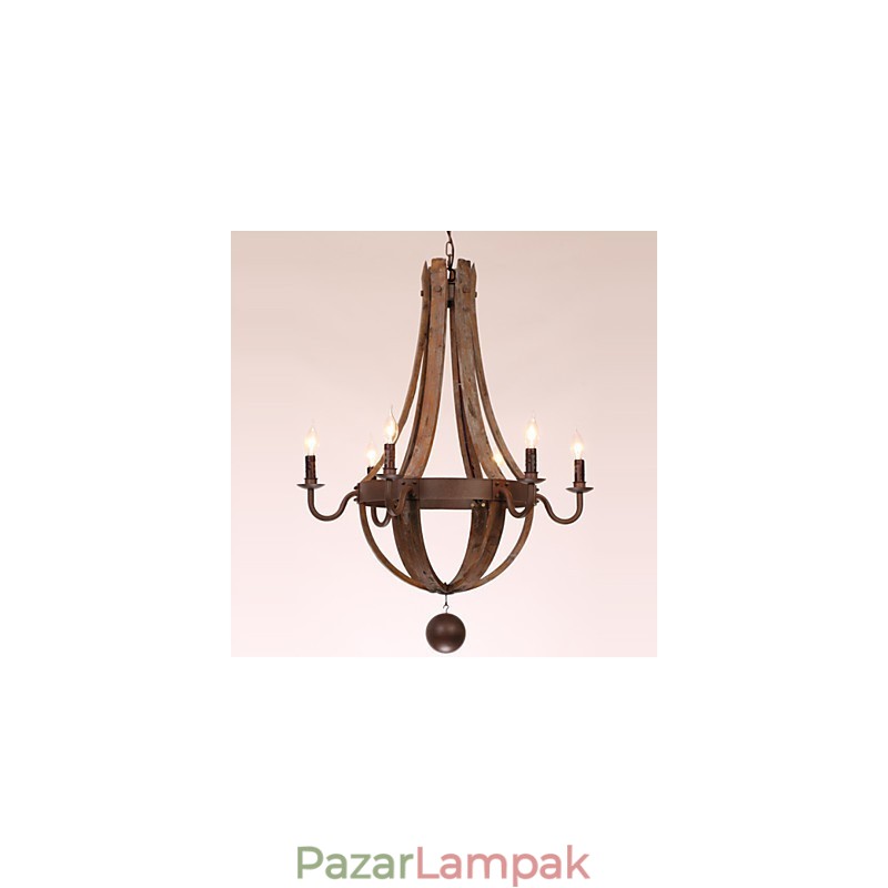 Csillár 6 lámpa Vintage Retro Country Nappali Étkező Garázs Fém
