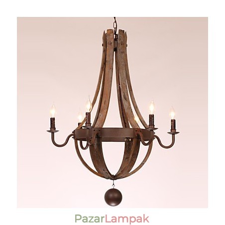 Csillár 6 lámpa Vintage Retro Country Nappali Étkező Garázs Fém Csillár 6 lámpa Vintage Retro Country Nappali Étkező Garázs Fém