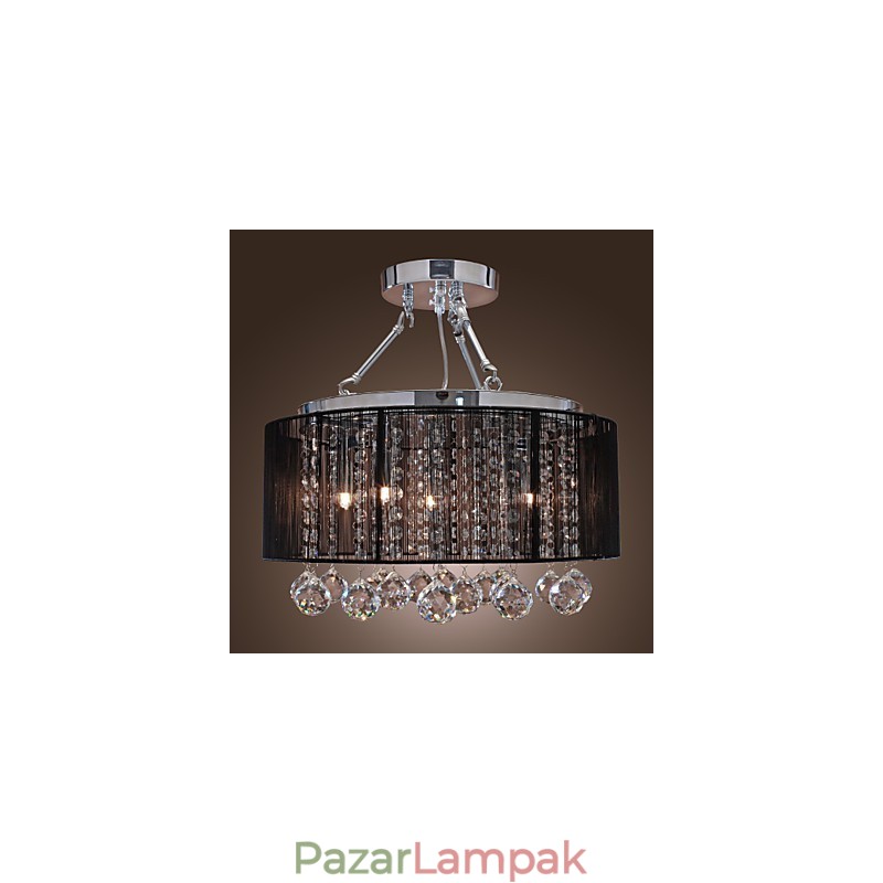 Modern Crystal süllyesztett tartó 5 fényes fekete szövet ernyővel