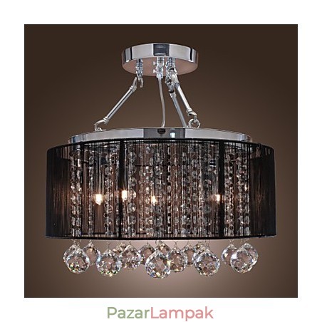 Modern Crystal süllyesztett tartó 5 fényes fekete szövet ernyővel