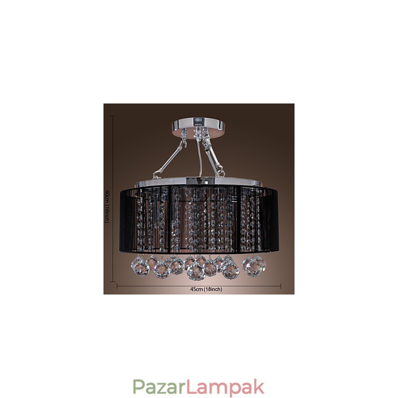 Modern Crystal süllyesztett tartó 5 fényes fekete szövet ernyővel