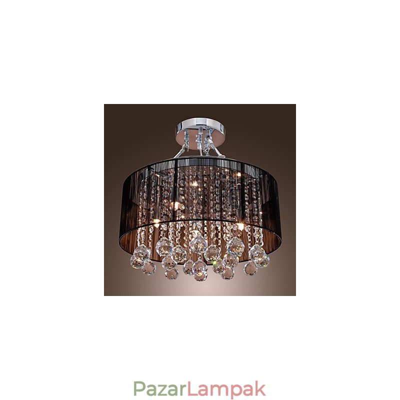 Modern Crystal süllyesztett tartó 5 fényes fekete szövet ernyővel