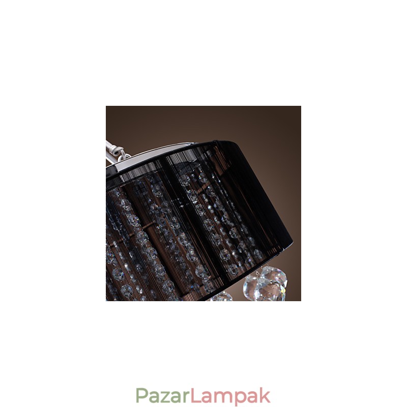 Modern Crystal süllyesztett tartó 5 fényes fekete szövet ernyővel