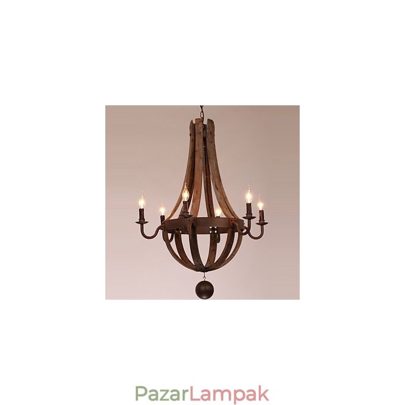 Csillár 6 lámpa Vintage Retro Country Nappali Étkező Garázs Fém
