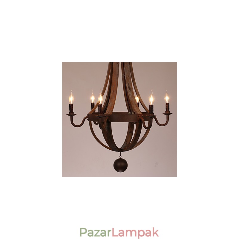 Csillár 6 lámpa Vintage Retro Country Nappali Étkező Garázs Fém