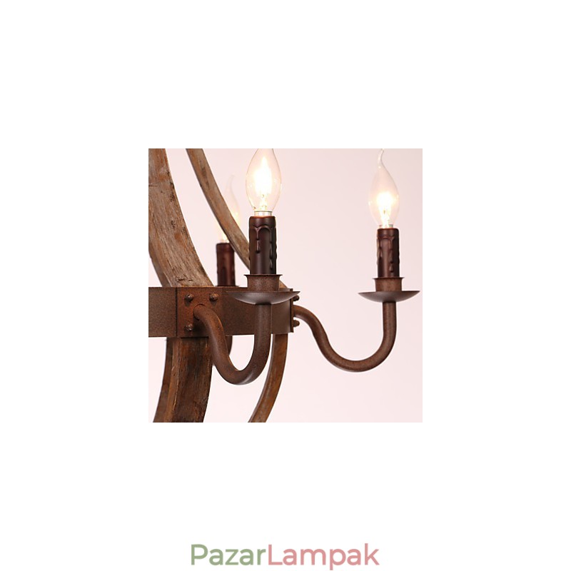 Csillár 6 lámpa Vintage Retro Country Nappali Étkező Garázs Fém