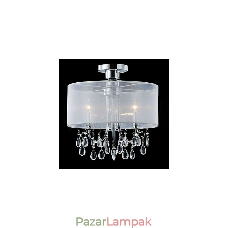 Stílusos Crystal süllyesztett tartó 3 lámpával, szövet árnyékában