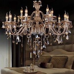 Csillár Crystal Cognac Color Luxus Modern 2 szintes Living 15 Lights
