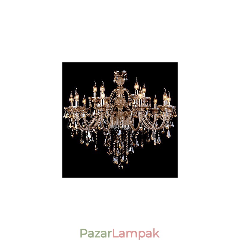 Csillár Crystal Cognac Color Luxus Modern 2 szintes Living 15 Lights