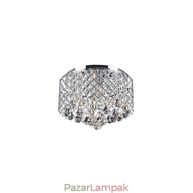 Modern Crystal süllyesztett tartó 4 lámpával és fém dobernyővel