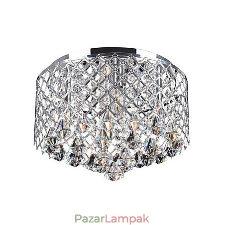 Modern Crystal süllyesztett tartó 4 lámpával és fém dobernyővel Modern Crystal süllyesztett tartó 4 lámpával és fém dobernyővel