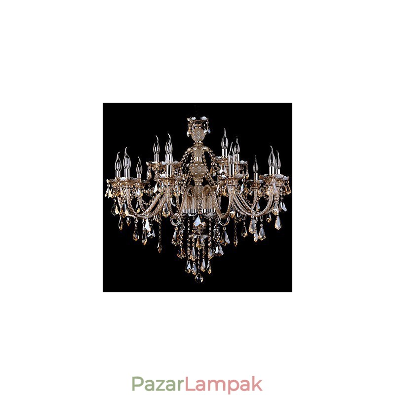 Csillár Crystal Cognac Color Luxus Modern 2 szintes Living 15 Lights