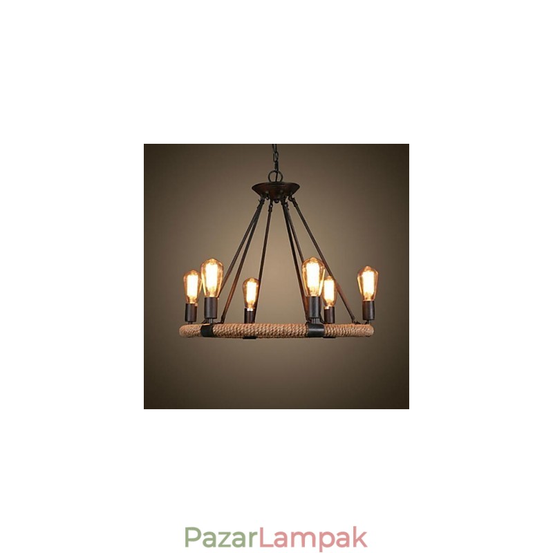 Hagyományos klasszikus rusztikus Lodge Retro Country Vintage festmény fém függőlámpa