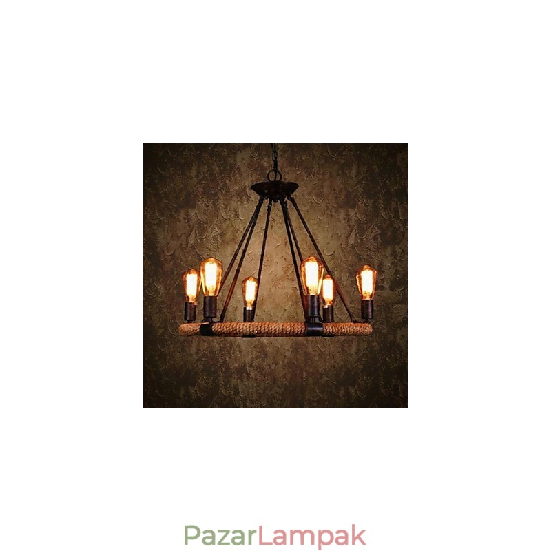Hagyományos klasszikus rusztikus Lodge Retro Country Vintage festmény fém függőlámpa