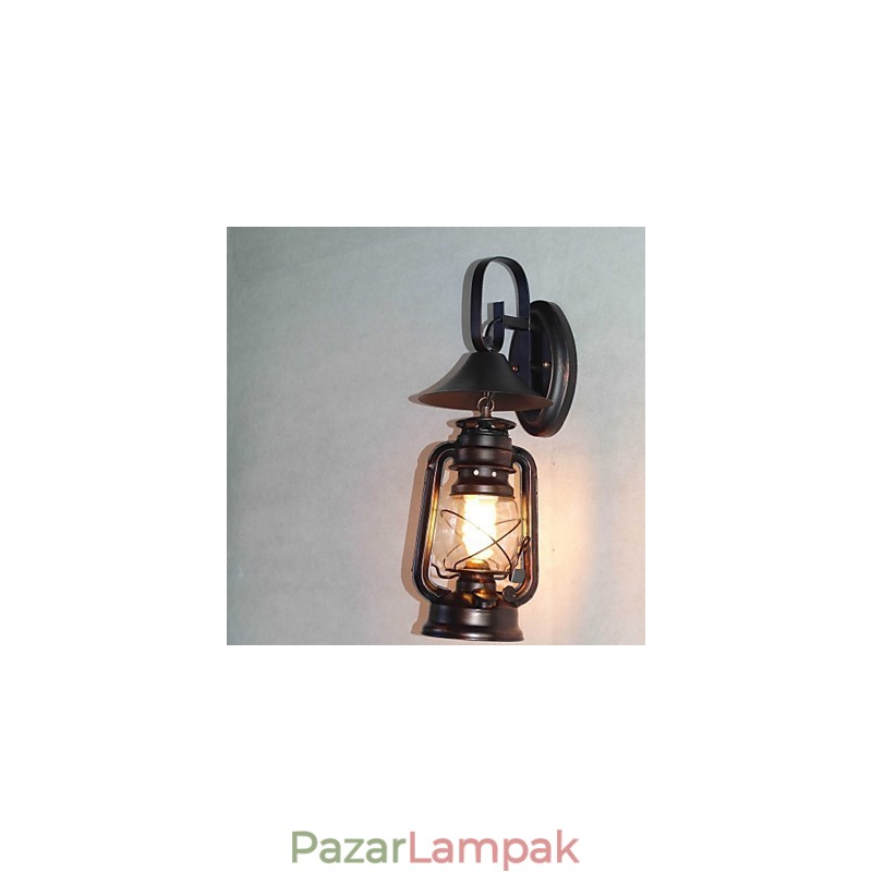Vintage fekete fém lámpás fali lámpa egy fénnyel