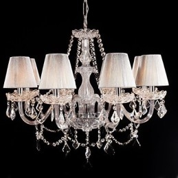 Csillár Crystal Luxury Modern Living 8 lámpa szövet árnyékolóval