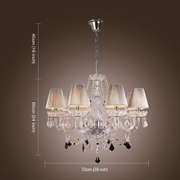 Csillár Crystal Luxury Modern Living 8 lámpa szövet árnyékolóval