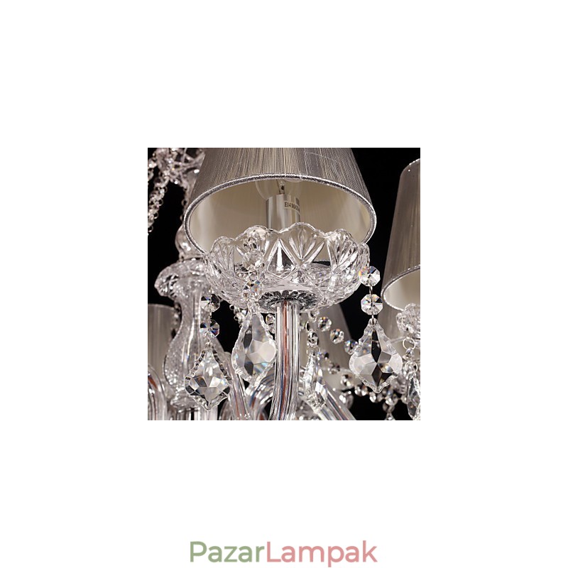 Csillár Crystal Luxury Modern Living 8 lámpa szövet árnyékolóval