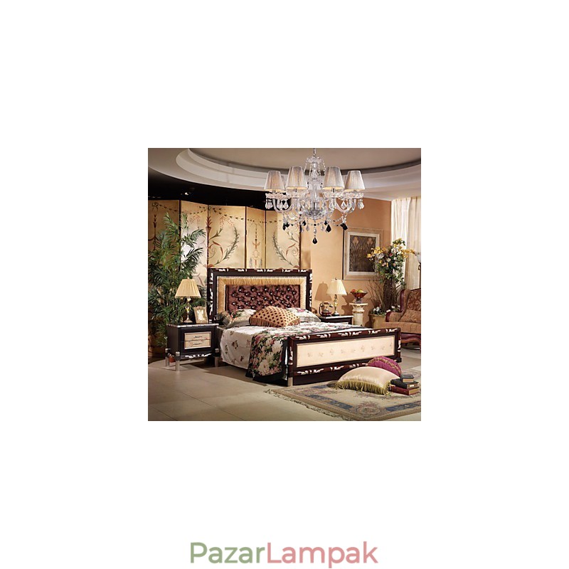 Csillár Crystal Luxury Modern Living 8 lámpa szövet árnyékolóval
