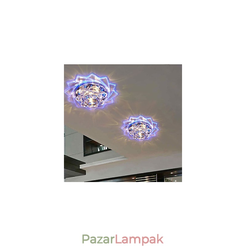 20*8,5 cm-es mini kristály mennyezeti lámpa spotlámpa 3 W kreatív lámpacső fényű színes színű négyzet alakú kupola lámpa