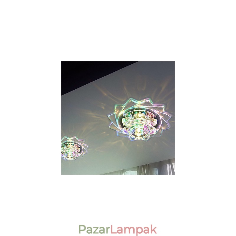 20*8,5 cm-es mini kristály mennyezeti lámpa spotlámpa 3 W kreatív lámpacső fényű színes színű négyzet alakú kupola lámpa