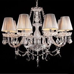 Csillár Crystal Luxury Modern Living 8 lámpa szövet árnyékolóval