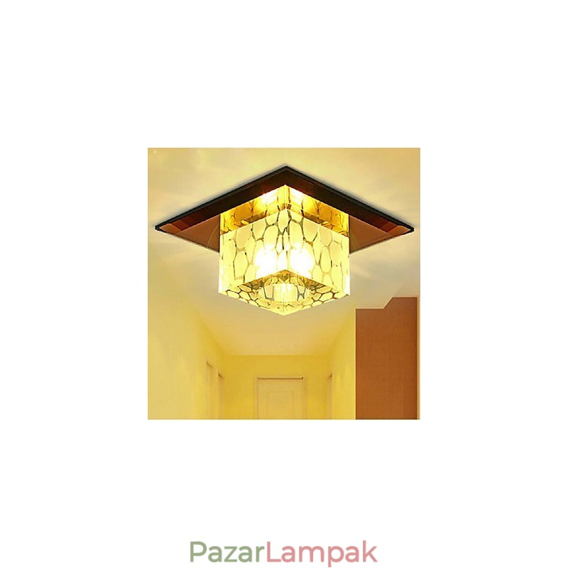 Mini kristály mennyezeti lámpa spotlámpa 3 W kreatív lámpacső fény színes színű négyzet alakú kupola fény