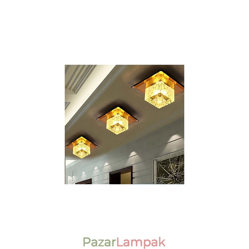 Mini kristály mennyezeti lámpa spotlámpa 3 W kreatív lámpacső fény színes színű négyzet alakú kupola fény