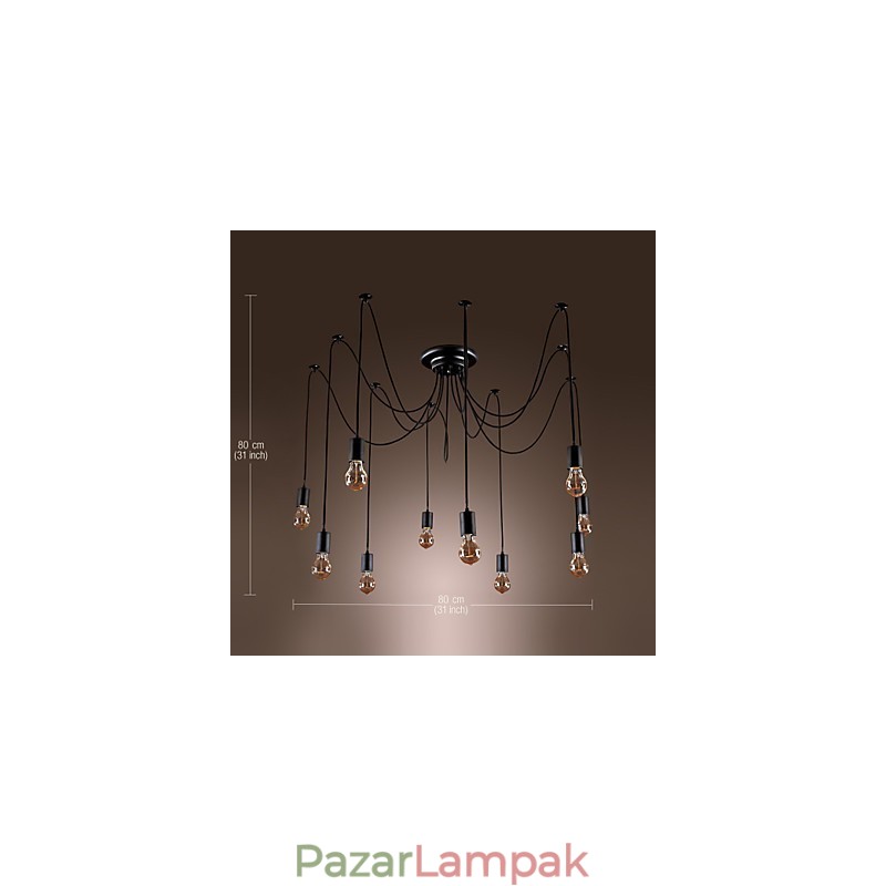 Csillár Vintage Design izzók, Living 10 Lights függőlámpa