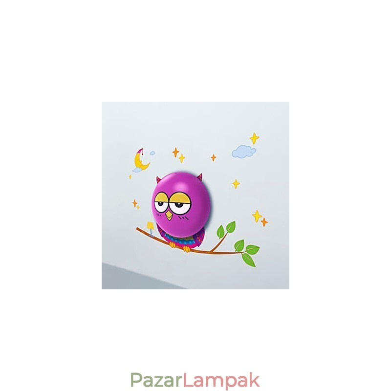 Könnyű működtetésű OWL falikarok Izzó, kortárs kreatív 3D tapéta fali lámpa