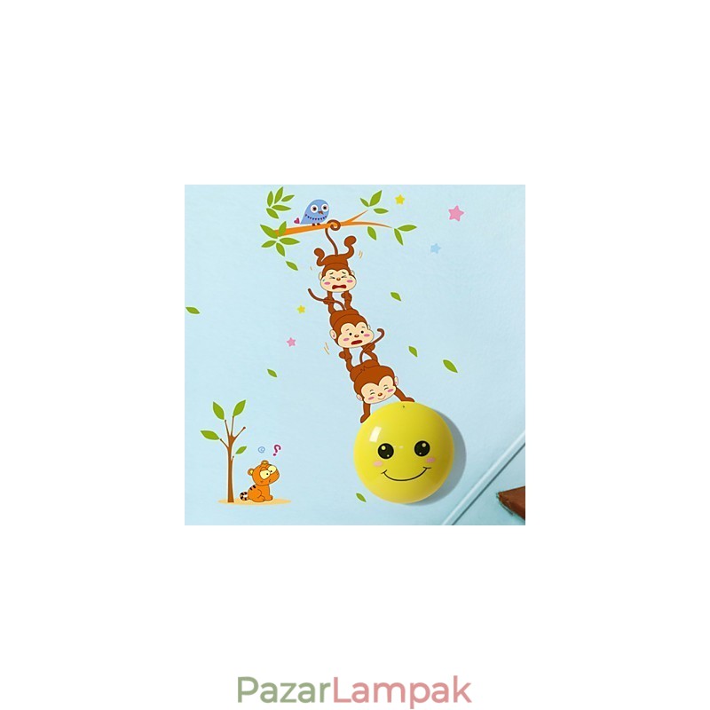 Fali matricák Monkeys Fényaktivált intelligens indukciós smetope díszítő fali lámpa