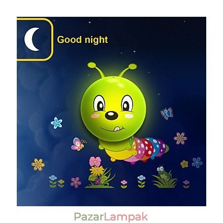 Caterpillar magas hőmérsékletnek ellenálló műanyag fény és 10 C-on eltávolítható a kreatív 3D tapéta fali lámpa