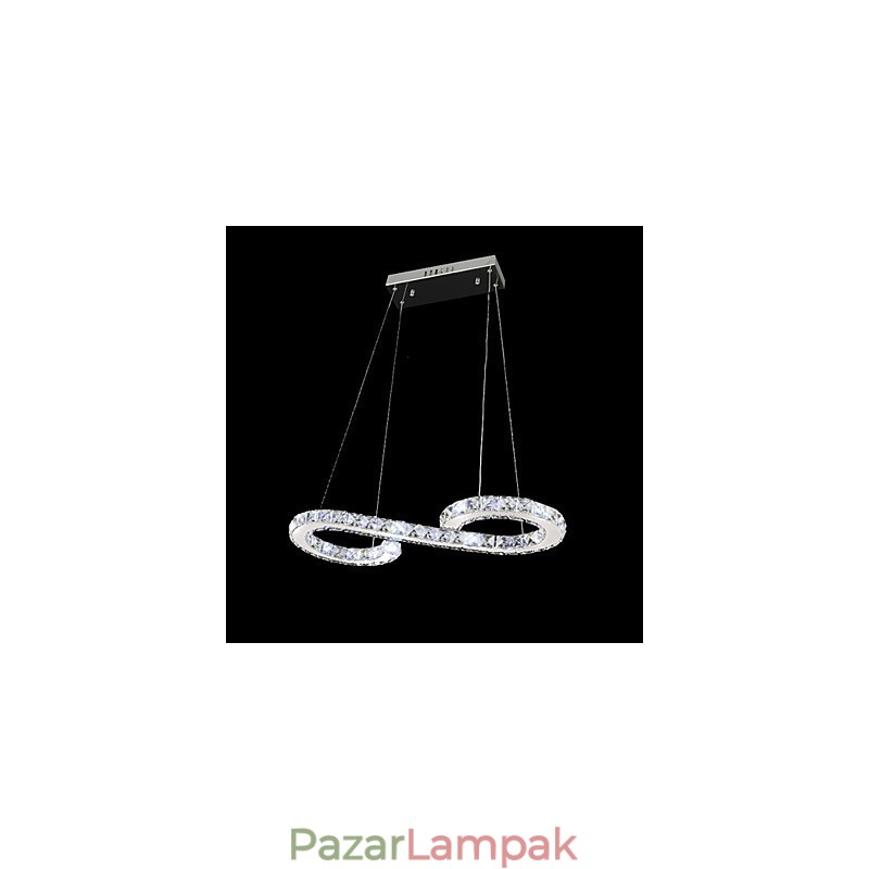 Modern, modern kristály króm fém függőlámpa