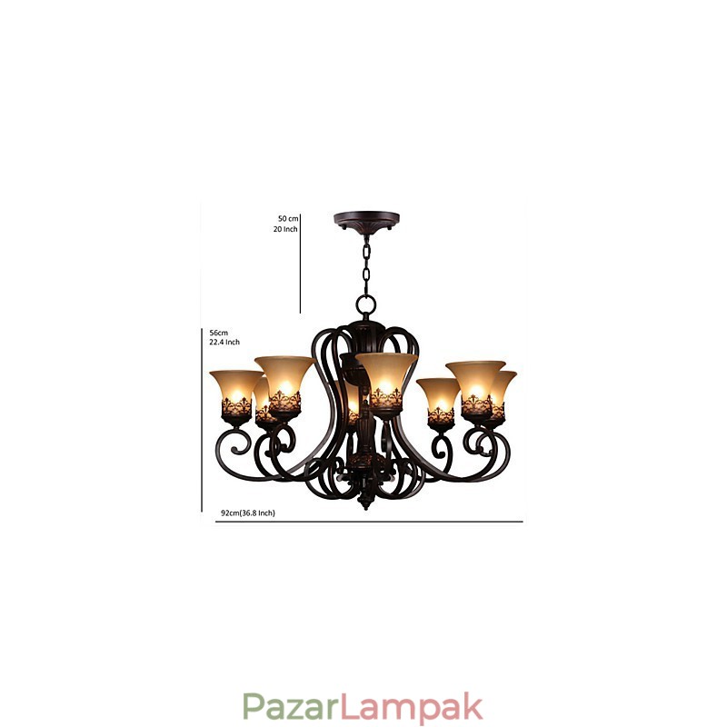 Csillár Függeszték 8 Lights Vintage Country Island fém+üveg