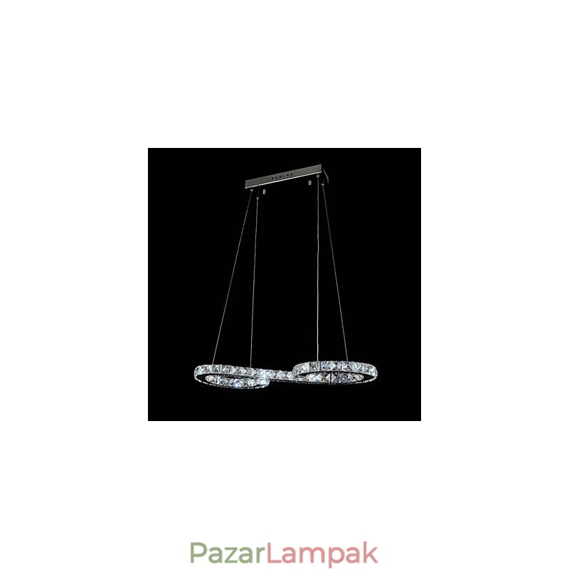 Modern, modern kristály króm fém függőlámpa