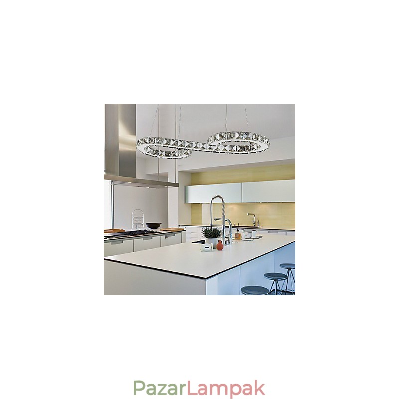 Modern, modern kristály króm fém függőlámpa